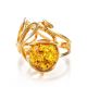 Adjustable Gold-Plated Ring With Lemon Amber The Flamenco, Ring Size: Adjustable, image , picture 3