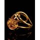 Adjustable Gold-Plated Ring With Lemon Amber The Flamenco, Ring Size: Adjustable, image , picture 4