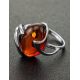 Sterling Silver Ring With Cognac Amber The Palermo, Ring Size: 6.5 / 17, image , picture 2
