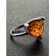 Cute Silver Ring With Cognac Amber The Etude, Ring Size: 6.5 / 17, image , picture 2
