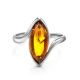Sterling Silver Ring With Bright Cognac Amber The Amaranth, Ring Size: 5.5 / 16, image , picture 3