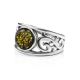 Amazing Silver Ring With Green Amber The Scheherazade, Ring Size: 7 / 17.5, image , picture 4
