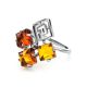 Cognac Amber Ring In Sterling Silver The Vernissage, Ring Size: 11.5 / 21, image , picture 4