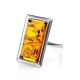 Bold Geometric Silver Ring With Cognac Amber The Chelsea, Ring Size: 5.5 / 16, image , picture 4