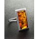 Bold Geometric Silver Ring With Cognac Amber The Chelsea, Ring Size: 5.5 / 16, image , picture 2