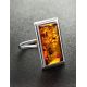 Bold Geometric Silver Ring With Cognac Amber The Chelsea, Ring Size: 13 / 22, image , picture 2