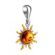 Sun Shaped Amber Pendant In Gold-Plated Silver The Helios, image , picture 3