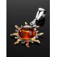 Sun Shaped Amber Pendant In Gold-Plated Silver The Helios, image , picture 2