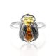 Cognac Amber Ring In Sterling Silver The Scarab, Ring Size: 13 / 22, image , picture 5
