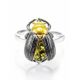 Green Amber Ring In Sterling Silver Ring The Scarab, Ring Size: 4 / 15, image , picture 4