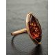 Bright Gold-Plated Ring With Cognac Amber The Ballade, Ring Size: 7 / 17.5, image , picture 3
