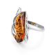 Bold Silver Ring With Cognac Amber The Illusion, Ring Size: 13 / 22, image , picture 4