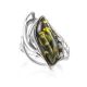 Bold Green Amber Ring In Sterling Silver The Illusion, Ring Size: 8.5 / 18.5, image , picture 3