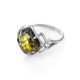 Bold Silver Ring With Green Amber The Astoria, Ring Size: 12 / 21.5, image , picture 4