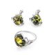 Bold Silver Ring With Green Amber The Astoria, Ring Size: 12 / 21.5, image , picture 5