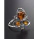 Bold Silver Ring With Cognac Amber And Crystals The Edelweiss, Ring Size: 10 / 20, image , picture 2