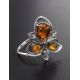 Bold Silver Ring With Cognac Amber And Crystals The Edelweiss, Ring Size: 11.5 / 21, image , picture 2