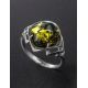 Bold Silver Ring With Green Amber The Astoria, Ring Size: 12 / 21.5, image , picture 2