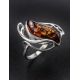 Bold Silver Ring With Cognac Amber The Illusion, Ring Size: 7 / 17.5, image , picture 2