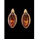 Classy Cognac Amber Earrings In Gold The Sophia, image , picture 2