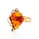 Handcrafted Golden Ring With Cognac Amber The Rialto, Ring Size: Adjustable, image , picture 3
