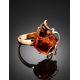 Handcrafted Golden Ring With Cognac Amber The Rialto, Ring Size: Adjustable, image , picture 2