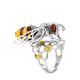 Cocktail Silver Ring With Honey Amber The Bee, Ring Size: Adjustable, image , picture 3