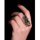 Cocktail Silver Ring With Honey Amber The Bee, Ring Size: Adjustable, image , picture 4