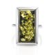 Green Amber Cocktail Ring In Sterling Silver The Chelsea, Ring Size: 12 / 21.5, image , picture 3