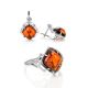 Stylish Silver Ring With Cognac Amber The Astoria, Ring Size: 12 / 21.5, image , picture 5