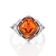 Stylish Silver Ring With Cognac Amber The Astoria, Ring Size: 5.5 / 16, image , picture 3