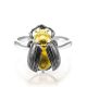 Amazing Silver Ring With Lemon Amber The Scarab, Ring Size: 8.5 / 18.5, image , picture 4