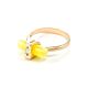 Cylindrical Cut Amber In Gold With Crystals The Scandinavia, Ring Size: 6.5 / 17, image , picture 4
