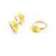 Cylindrical Cut Amber In Gold With Crystals The Scandinavia, Ring Size: 6.5 / 17, image , picture 6