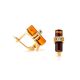 Cylindrical Shape Baltic Amber Earrings In Gold With Crystals The Scandinavia, image , picture 5
