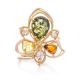 Multicolor Amber Cocktail Ring In Gold With Crystals The Edelweiss, Ring Size: 11 / 20.5, image , picture 4