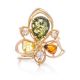 Multicolor Amber Cocktail Ring In Gold With Crystals The Edelweiss, Ring Size: 8.5 / 18.5, image , picture 4