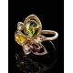 Multicolor Amber Cocktail Ring In Gold With Crystals The Edelweiss, Ring Size: 8.5 / 18.5, image , picture 3