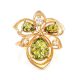 Green Amber Ring In Gold With Crystals The Edelweiss, Ring Size: 11.5 / 21, image , picture 3