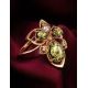 Green Amber Ring In Gold With Crystals The Edelweiss, Ring Size: 5 / 15.5, image , picture 2