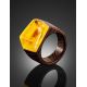 Wenge Wood Ring With Honey Amber The Indonesia, Ring Size: 8.5 / 18.5, image , picture 2