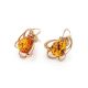 Floral Gold-Plated Earrings With Cognac Amber The Daisy, image , picture 3