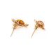 Floral Gold-Plated Earrings With Cognac Amber The Daisy, image , picture 4