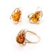 Floral Gold-Plated Earrings With Cognac Amber The Daisy, image , picture 5