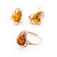 Floral Gold-Plated Earrings With Cognac Amber The Daisy, image , picture 5