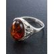 Cocktail Amber Ring In Sterling Silver The Carmen, Ring Size: 4 / 15, image , picture 3