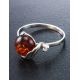 Classy Amber Ring In Sterling Silver With Crystals The Swan, Ring Size: 12 / 21.5, image , picture 4