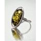 Classy Silver Ring With Green Amber The Elegy, Ring Size: 6 / 16.5, image , picture 2