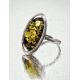 Classy Silver Ring With Green Amber The Elegy, Ring Size: 12 / 21.5, image , picture 2