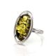 Classy Silver Ring With Green Amber The Elegy, Ring Size: 7 / 17.5, image , picture 6